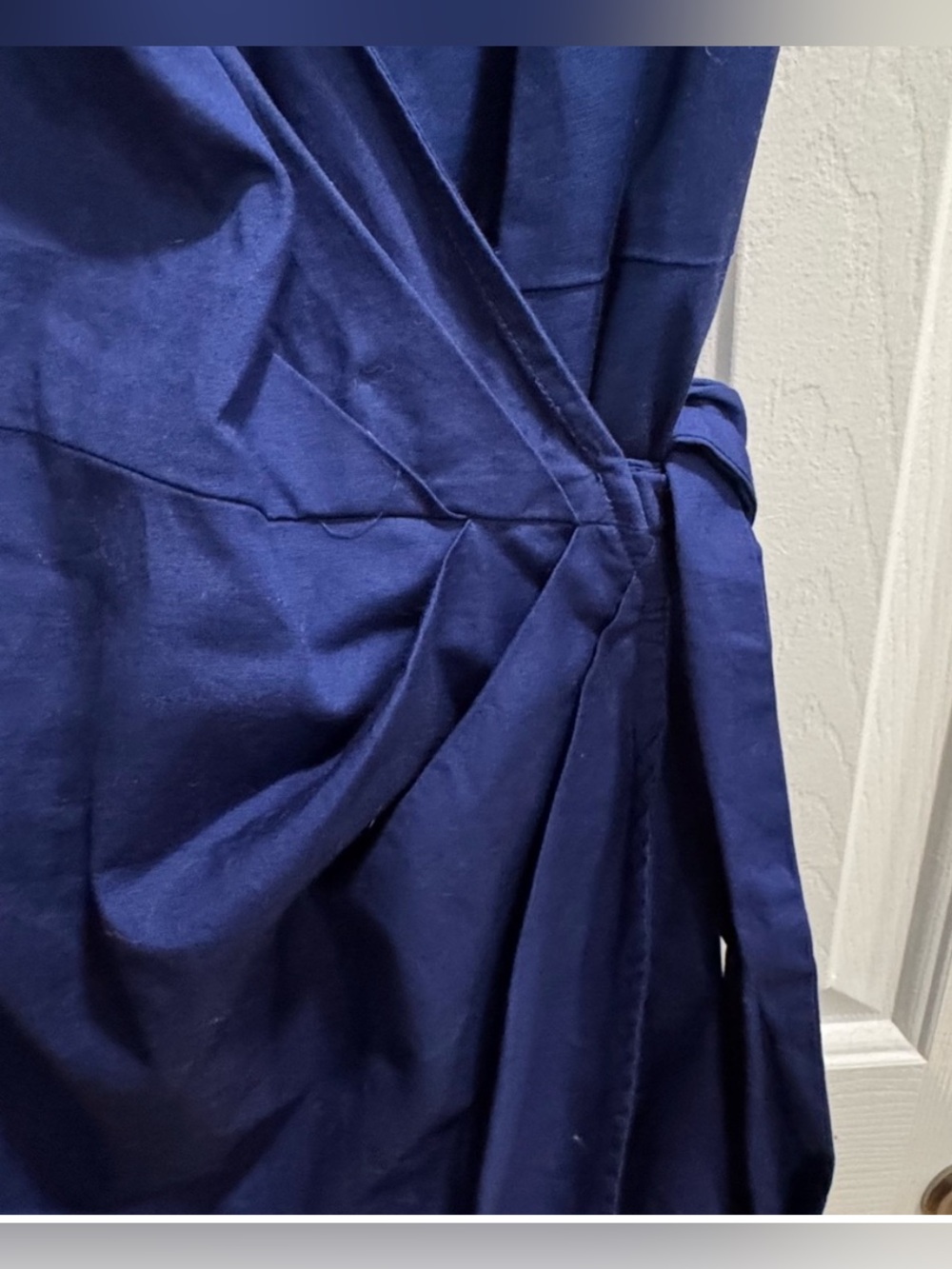 LOFT Royal Blue Faux Wrap Dress Size 4 Sleeveless Tulip Hem - Picture 3 of 5